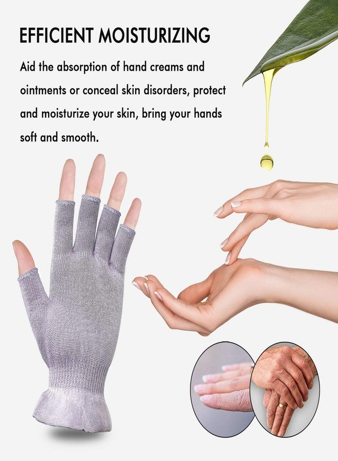 MIG4U Fingerless Moisturizing Gloves, Half Finger Touchscreen Beauty Glove for Eczema, SPA, Dry Hands, Skin Treatment, Summer Sun UV Protection, Pale Purple, 1 Pairs S/M - Image 4